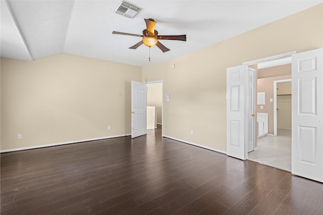20106 Pinehaven Ln, Spring, TX 77379 - unfurnished bedroom featuring wood finished floors, lofted ceiling, baseboards, and ceiling fan