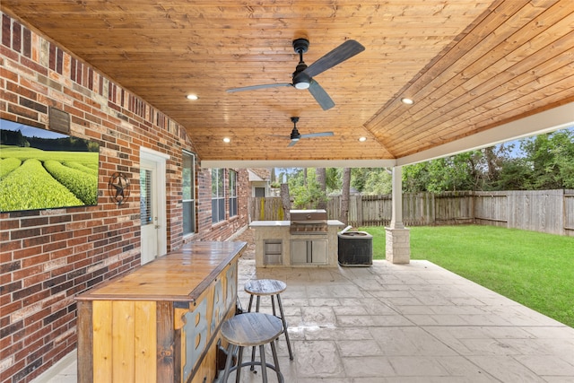 20106 Pinehaven Ln, Spring, TX 77379 - view of patio / terrace with a grill, cooling unit, and a ceiling fan