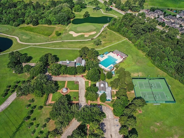 20106 Pinehaven Ln, Spring, TX 77379 - aerial overview of property's location featuring a nearby body of water and a local golf course