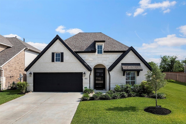 19322 Stagecoach Breeze Ln, Tomball, TX 77377 - french country inspired facade featuring concrete driveway, roof with shingles, stone siding, and stucco siding