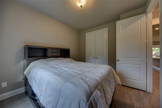 26495 Pin Oak Dr, Hempstead, TX 77445 - bedroom with wood finished floors, baseboards, and a closet