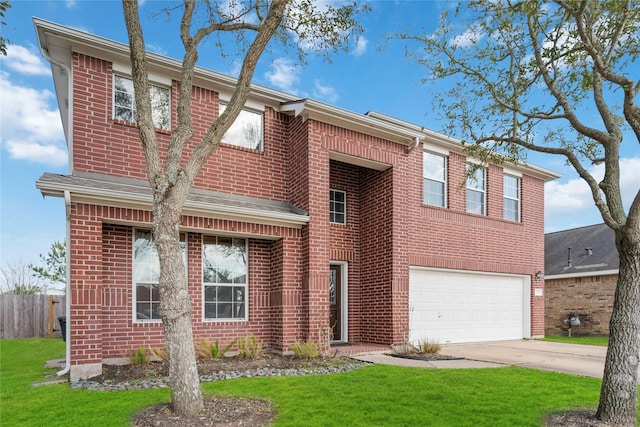 2505 Cypress Springs Ct, Pearland, TX 77584 - view of front of home with an attached garage, concrete driveway, and brick siding