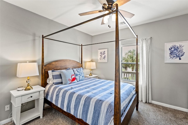4114 Courageous Ln, Galveston, TX 77554 - carpeted bedroom featuring baseboards and a ceiling fan