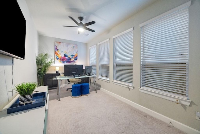 4008 Centre Glen Dr, Houston, TX 77043 - office with ceiling fan, carpet floors, and baseboards