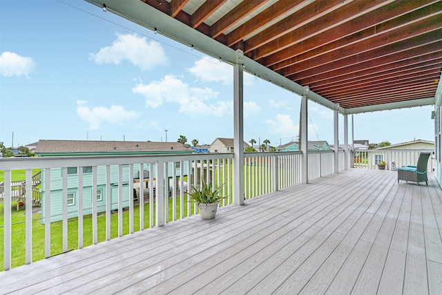 16631 Jean Lafitte Rd, Galveston, TX 77554 - wooden terrace featuring a yard