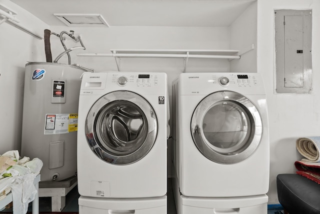 1829 Augusta Dr Unit 33, Houston, TX 77057 - washroom with electric panel, water heater, and washing machine and clothes dryer