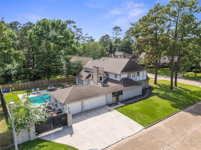 view of subject property featuring a pool area