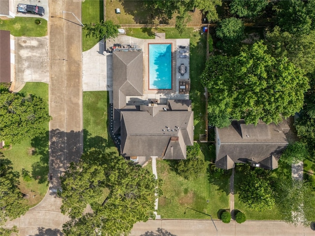 aerial view of a pool area