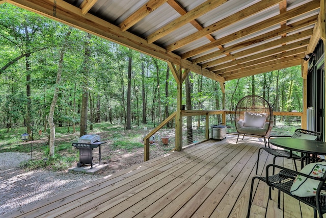 275 Fairview E, Livingston, TX 77351 - deck featuring area for grilling and a forest view