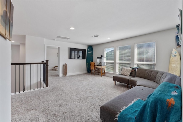 10059 Preserve Way, Conroe, TX 77385 - living room featuring carpet, recessed lighting, and baseboards