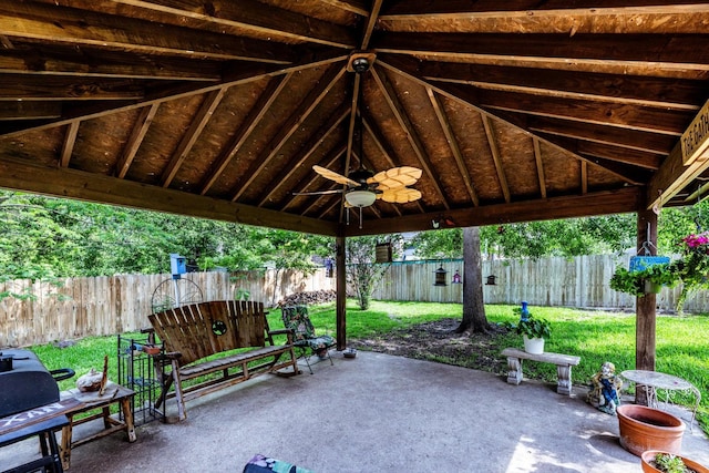 229 Willowbend St, Huntsville, TX 77320 - view of patio featuring ceiling fan and a gazebo