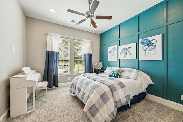 32319 Tall Oaks Way, Magnolia, TX 77354 - bedroom featuring light carpet, baseboards, and a ceiling fan