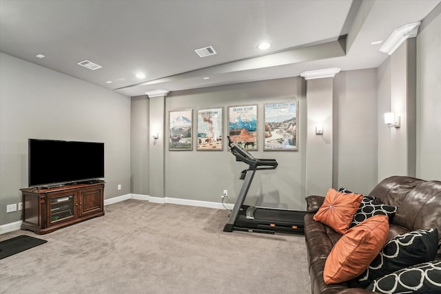 32319 Tall Oaks Way, Magnolia, TX 77354 - workout room featuring recessed lighting, baseboards, and carpet