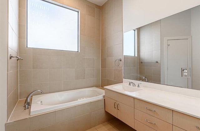 730 Ruthven, Houston, TX 77019 - full bathroom featuring vanity and tiled tub