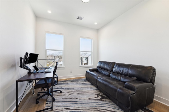 830 E 40th St, Houston, TX 77022 - office with wood finished floors, baseboards, and recessed lighting