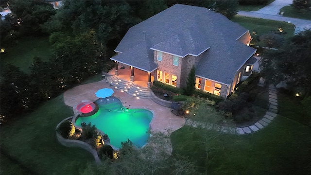 5523 Harvest Oak Landing Dr, Spring, TX 77386 - view from above of property with a pool