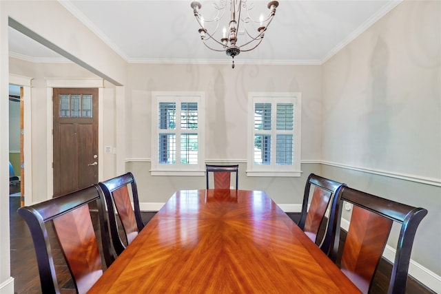 5523 Harvest Oak Landing Dr, Spring, TX 77386 - unfurnished dining area featuring a chandelier, crown molding, and baseboards