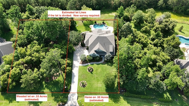 5523 Harvest Oak Landing Dr, Spring, TX 77386 - aerial view of property's location with property parcel outlined and a pool