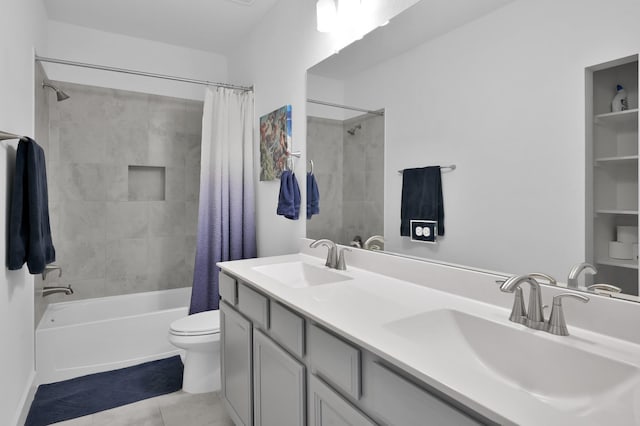 2807 Kingly Pine Trl, Conroe, TX 77385 - full bath with shower / bath combo, toilet, tile patterned floors, and double vanity