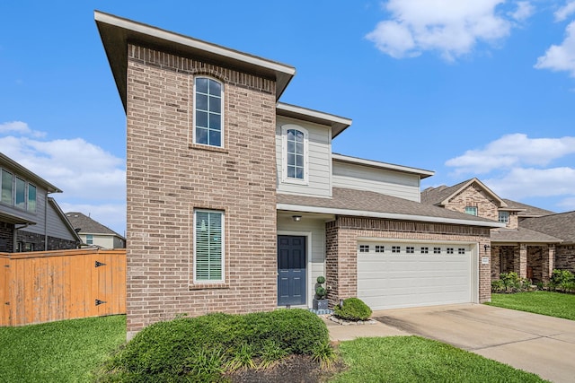 10906 Granite Chief Dr, Rosharon, TX 77583 - traditional home with driveway, brick siding, a garage, and a shingled roof