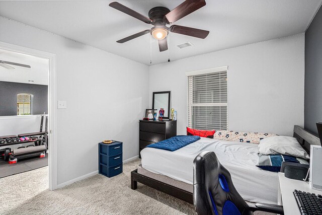 10906 Granite Chief Dr, Rosharon, TX 77583 - bedroom featuring carpet floors, baseboards, and a ceiling fan