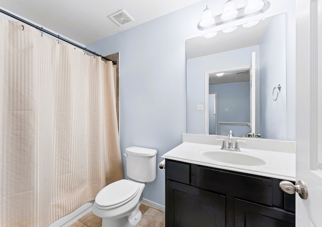8038 Villa Lago Ln, Houston, TX 77070 - bathroom featuring toilet, vanity, tile patterned flooring, and a shower with curtain