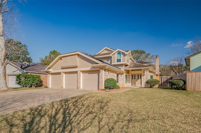 2215 Braesmeadow Ln, Sugar Land, TX 77479 - traditional-style home with concrete driveway, an attached garage, and brick siding