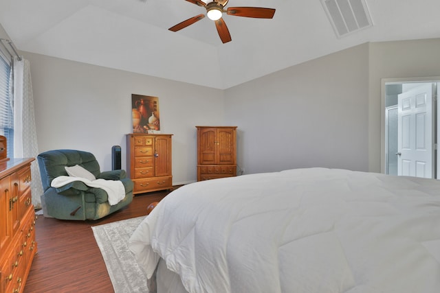 2331 Fern Bend Ln, Katy, TX 77494 - bedroom with dark wood finished floors, ceiling fan, and lofted ceiling