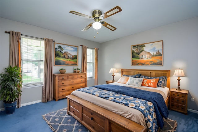 13602 Wendelyn Ln, Houston, TX 77069 - carpeted bedroom featuring baseboards, multiple windows, and a ceiling fan