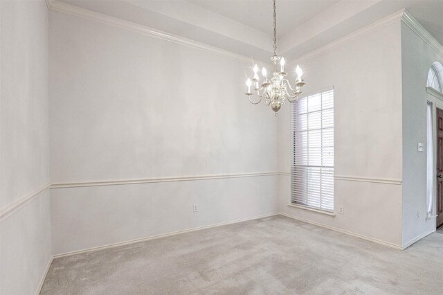 5316 Lake Mead Trl, Fort Worth, TX 76137 - carpeted spare room featuring a chandelier, baseboards, and ornamental molding