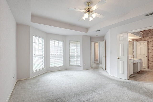 5316 Lake Mead Trl, Fort Worth, TX 76137 - unfurnished bedroom with light colored carpet, multiple windows, baseboards, and a tray ceiling