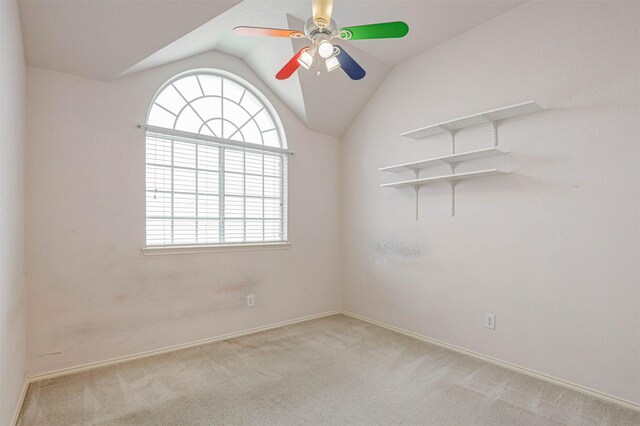5316 Lake Mead Trl, Fort Worth, TX 76137 - carpeted spare room featuring a ceiling fan, vaulted ceiling, and baseboards