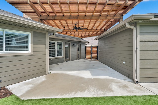 2806 Triway Ln, Houston, TX 77043 - view of patio featuring ceiling fan and a pergola