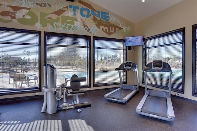 28437 Ofallon Mills Dr, Spring, TX 77386 - workout area featuring baseboards and healthy amount of natural light