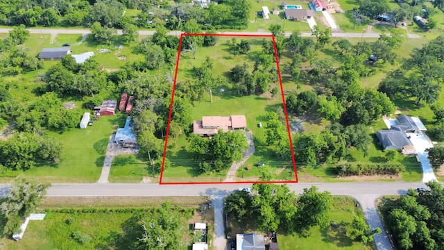 1417 Brigance Rd, Brazoria, TX 77422 - aerial view of property and surrounding area featuring property parcel outlined