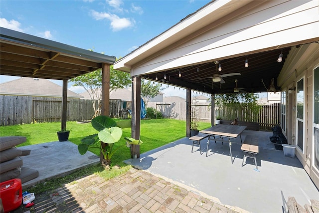 2814 Dustin Place Ct, Humble, TX 77396 - view of patio / terrace with ceiling fan and outdoor dining area