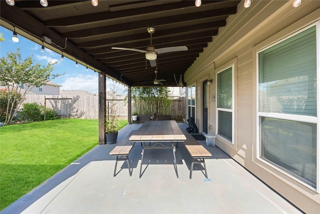 2814 Dustin Place Ct, Humble, TX 77396 - view of patio / terrace featuring outdoor dining space and ceiling fan