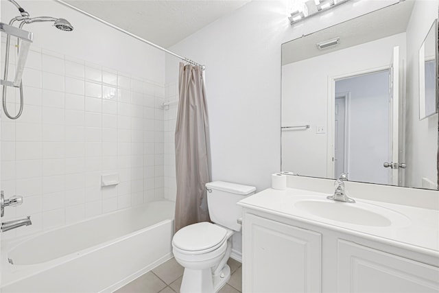 16106 Greenport Ln, Houston, TX 77084 - bathroom featuring toilet, shower / tub combo with curtain, tile patterned flooring, and vanity