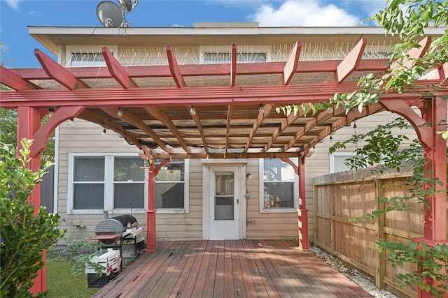 16106 Greenport Ln, Houston, TX 77084 - rear view of house featuring a pergola, fence, and a deck