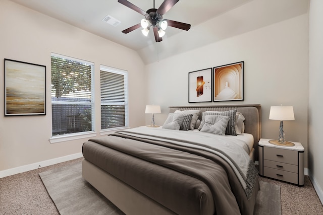 8303 Crescent Knolls Dr, Richmond, TX 77406 - bedroom featuring carpet, baseboards, ceiling fan, and lofted ceiling