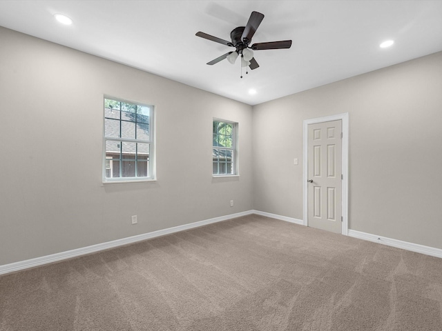 3311 El Dorado Blvd, Missouri City, TX 77459 - spare room featuring ceiling fan, carpet floors, recessed lighting, and baseboards