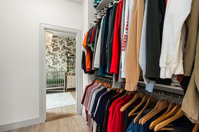 spacious closet with wood finished floors