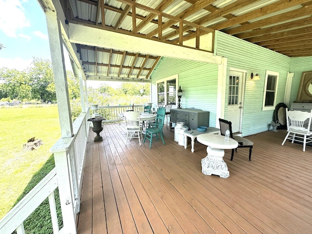 12215 Fm 442nd Rd, Boling, TX 77420 - wooden terrace featuring outdoor dining area and a yard