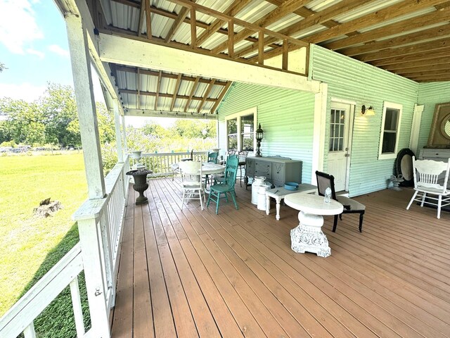 12215 Fm 442nd Rd, Boling, TX 77420 - wooden terrace with outdoor dining space and a lawn