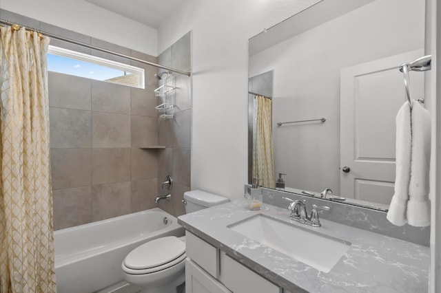 2824 Jehlon Ln, Conroe, TX 77385 - full bathroom with vanity, toilet, and shower / bath combination with curtain