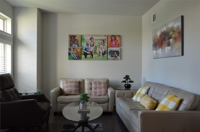 living area featuring wood finished floors