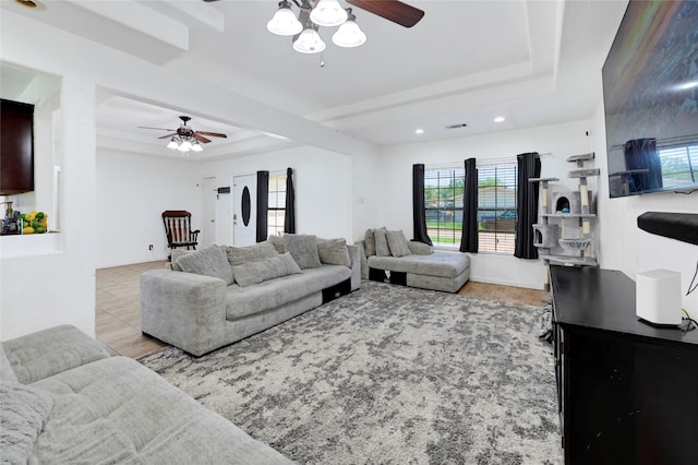 3323 Suiter Way, Pasadena, TX 77503 - living area featuring ceiling fan, recessed lighting, and wood finished floors