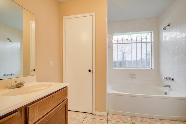 9470 Gulf Bridge St, Houston, TX 77075 - bathroom with tile patterned floors, vanity, and washtub / shower combination