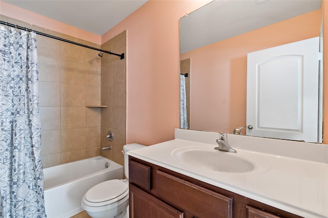 11020 Panther Ct, Houston, TX 77099 - bathroom with toilet, vanity, and shower / bath combination with curtain
