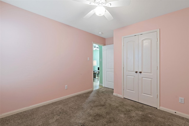 11020 Panther Ct, Houston, TX 77099 - unfurnished bedroom with carpet, baseboards, a closet, and a ceiling fan